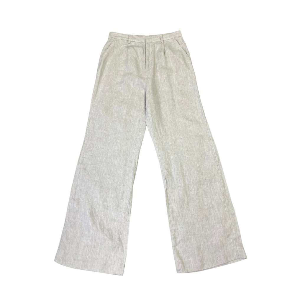 Reformation Veda High Waisted Wide Leg Linen Pants 8 Oatmeal Beige Bohemian